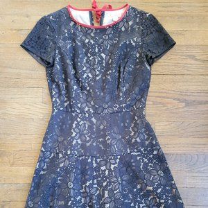 Brooks Brothers Red Fleece Lace Overlay Dress